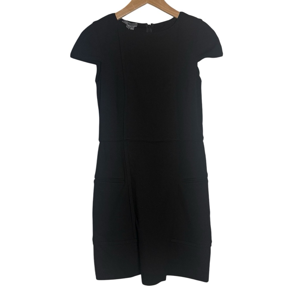 VINCE Black Mini Sheath Dress Cap Sleeve Classy Little Black Dress Womens 2 - Picture 3 of 11